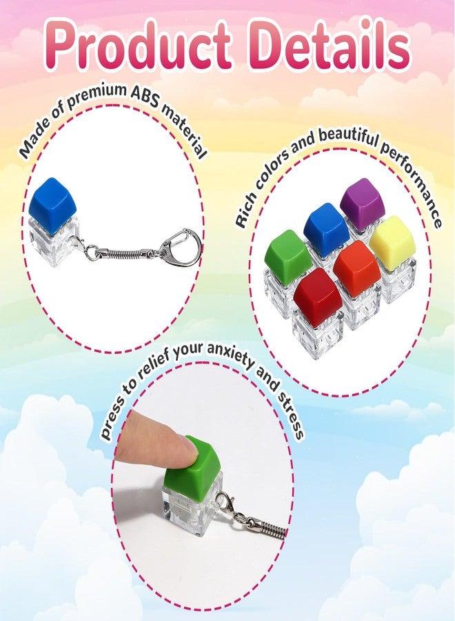 DEARIDAP 6 PCS Keyboard Fidget, Keyboard Clicker Keychain, Push Bubble Sensory Fidget for Adults to Relief Pass Time (Red, Blue, Purple, Green, Orange, Yellow) - Image 5